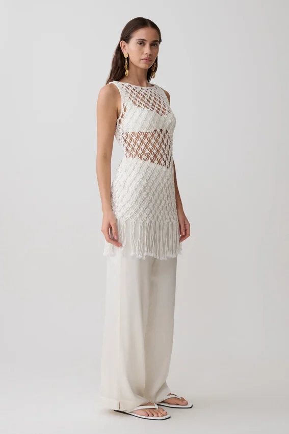 Devlin Macrame Tassel Mini Dress – Ivory Devlin Macrame Tassel Mini Dress – Ivory