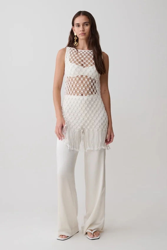 Devlin Macrame Tassel Mini Dress – Ivory Devlin Macrame Tassel Mini Dress – Ivory