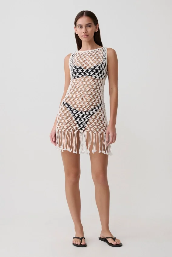 Devlin Macrame Tassel Mini Dress – Ivory Devlin Macrame Tassel Mini Dress – Ivory