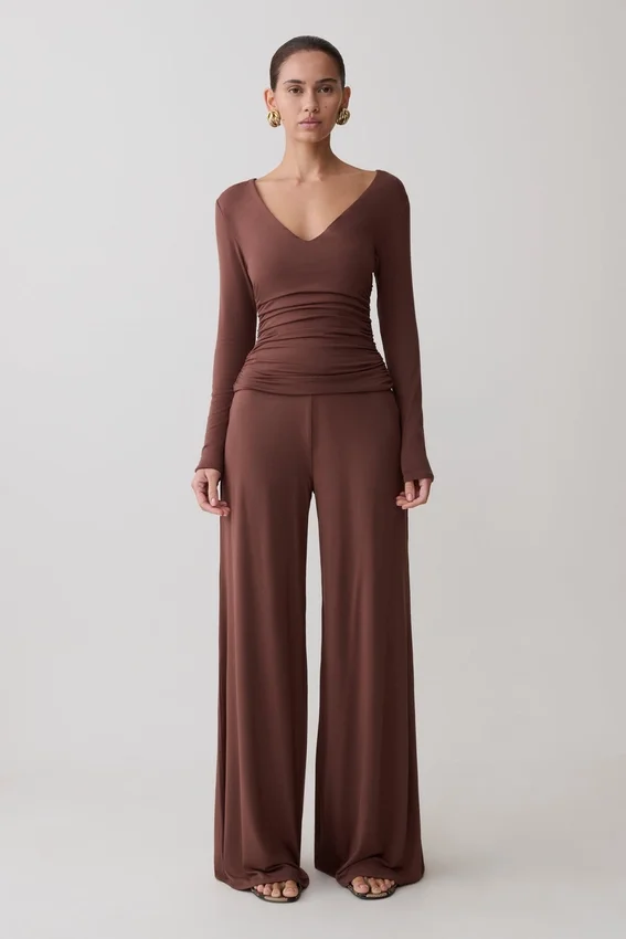 Sari Long Sleeve Modal Top – Chocolate Sari Long Sleeve Modal Top – Chocolate