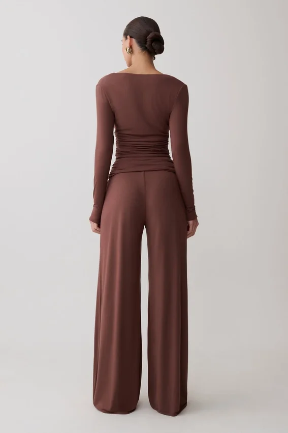 Sari Long Sleeve Modal Top – Chocolate Sari Long Sleeve Modal Top – Chocolate