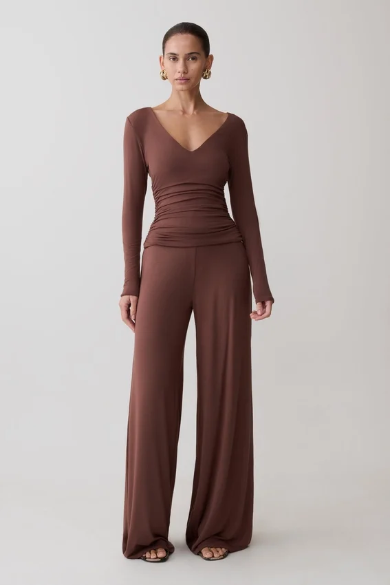 Dewi Wide Leg Modal Pants – Chocolate Dewi Wide Leg Modal Pants – Chocolate