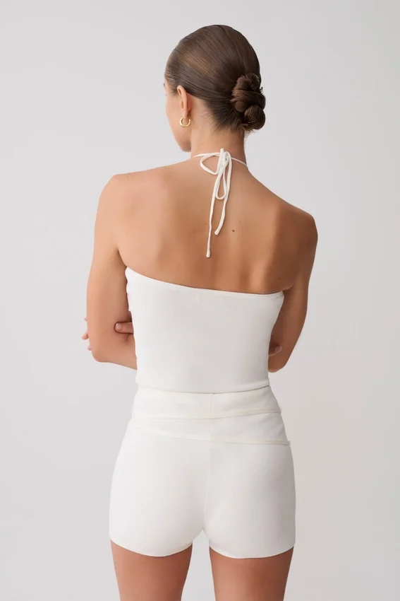 Dimitri Knit Halter Top With Hardware – Ivory Dimitri Knit Halter Top With Hardware – Ivory