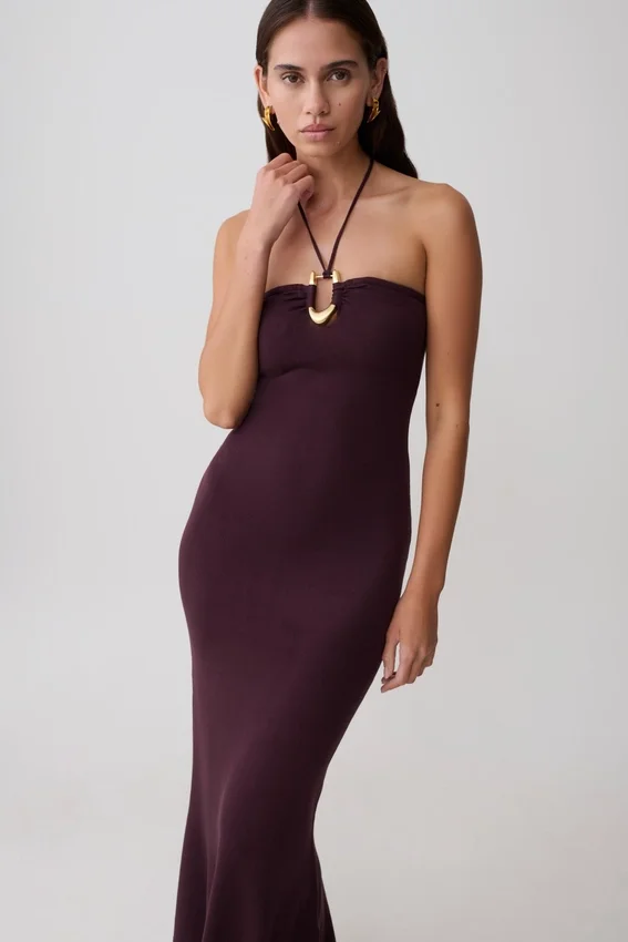 Dimitri Knit Midi Dress – Chocolate Dimitri Knit Midi Dress – Chocolate