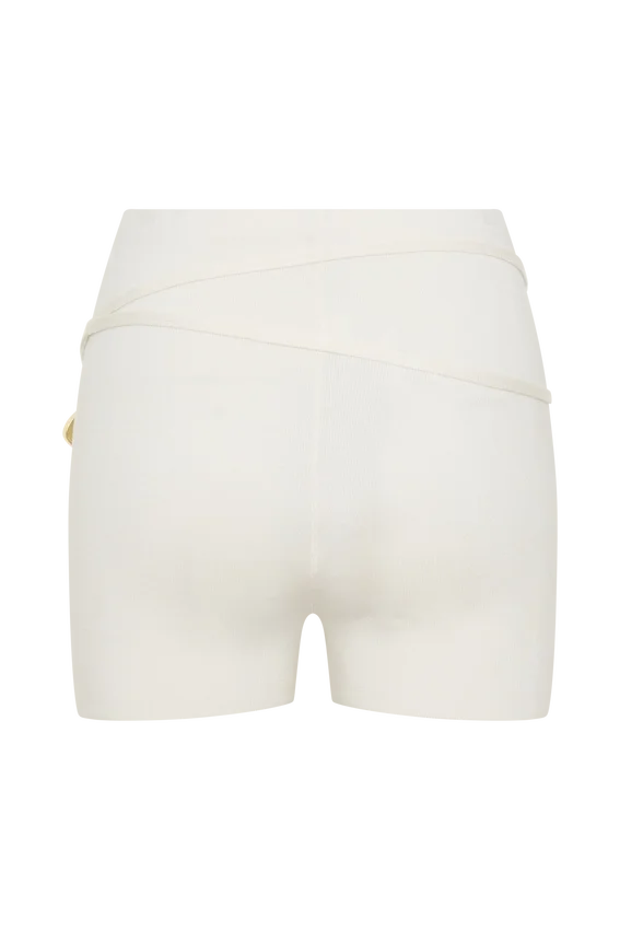 Dimitri Mini Knit Shorts With Belt – Ivory Dimitri Mini Knit Shorts With Belt – Ivory