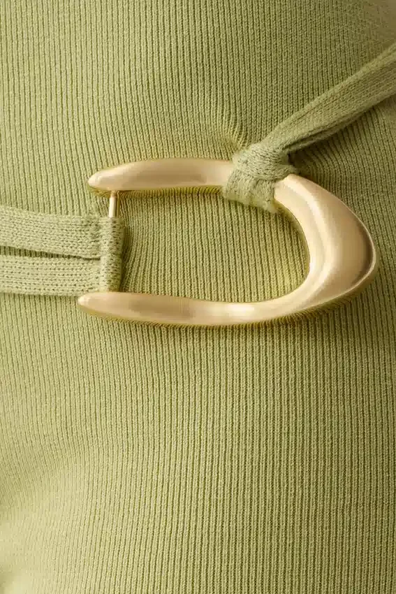 Dimitri Mini Knit Shorts With Belt – Light Olive Dimitri Mini Knit Shorts With Belt – Light Olive