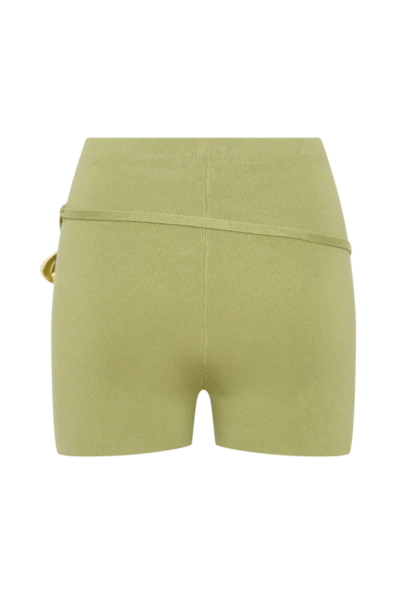 Dimitri Mini Knit Shorts With Belt – Light Olive Dimitri Mini Knit Shorts With Belt – Light Olive