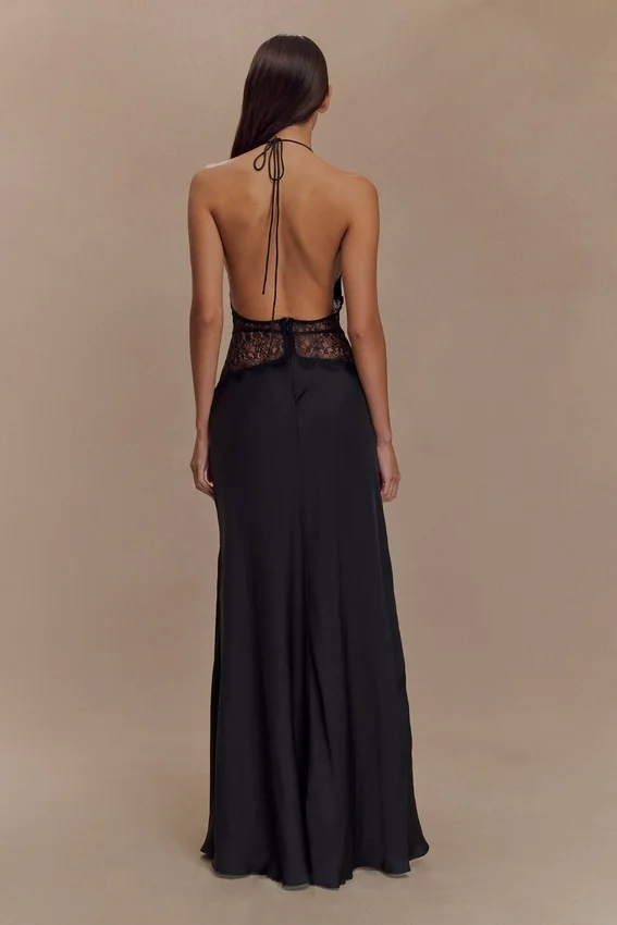 Dinah Lace And Satin Maxi Dress – Black Dinah Lace And Satin Maxi Dress – Black