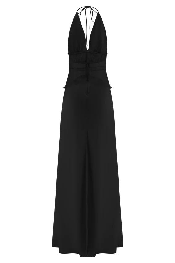 Dinah Lace And Satin Maxi Dress – Black Dinah Lace And Satin Maxi Dress – Black