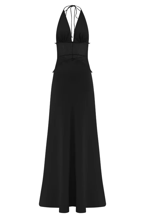 Dinah Lace And Satin Maxi Dress – Black Dinah Lace And Satin Maxi Dress – Black