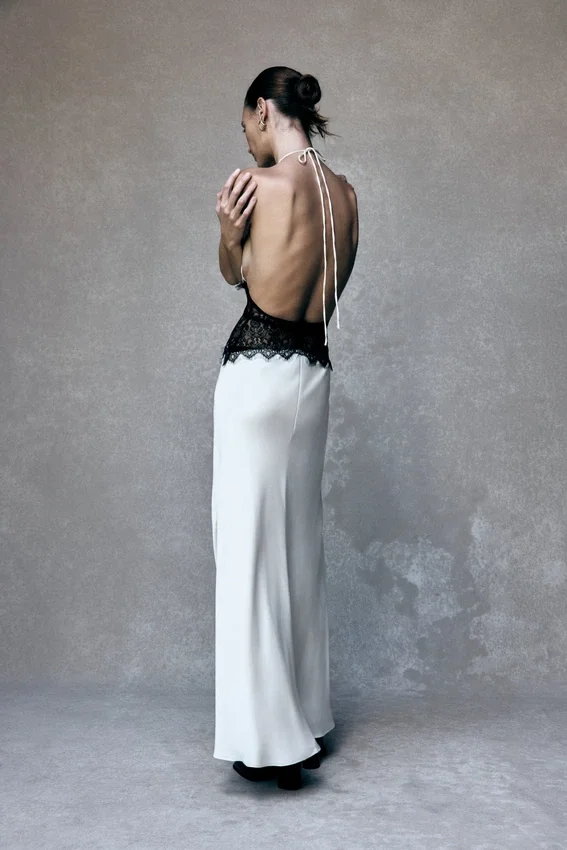 Dinah Lace And Satin Maxi Dress – Black/Ivory Dinah Lace And Satin Maxi Dress – Black/Ivory