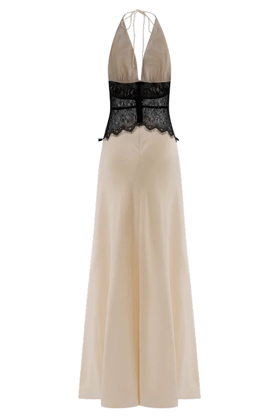 Dinah Lace And Satin Maxi Dress – Black/Ivory Dinah Lace And Satin Maxi Dress – Black/Ivory