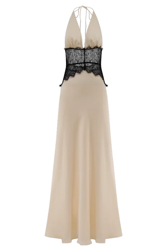 Dinah Lace And Satin Maxi Dress – Black/Ivory Dinah Lace And Satin Maxi Dress – Black/Ivory