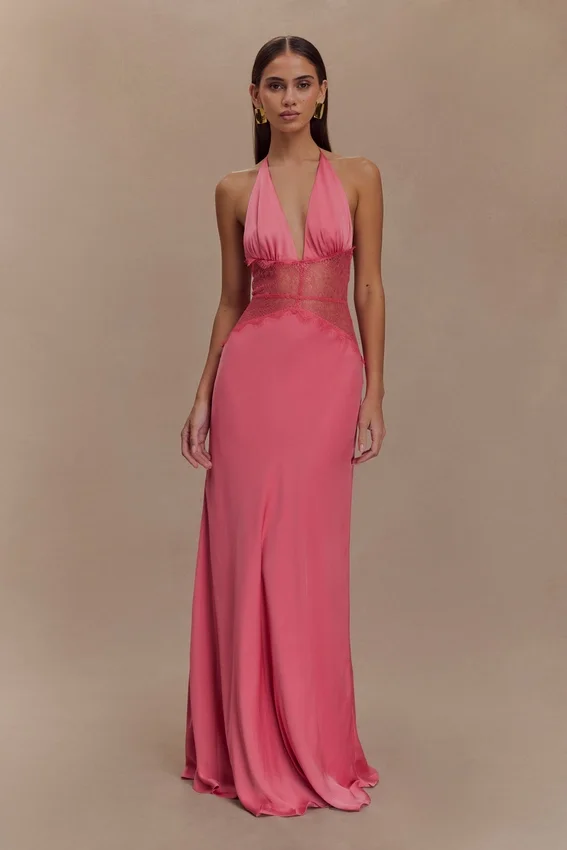 Dinah Lace And Satin Maxi Dress – Blush Rose Dinah Lace And Satin Maxi Dress – Blush Rose
