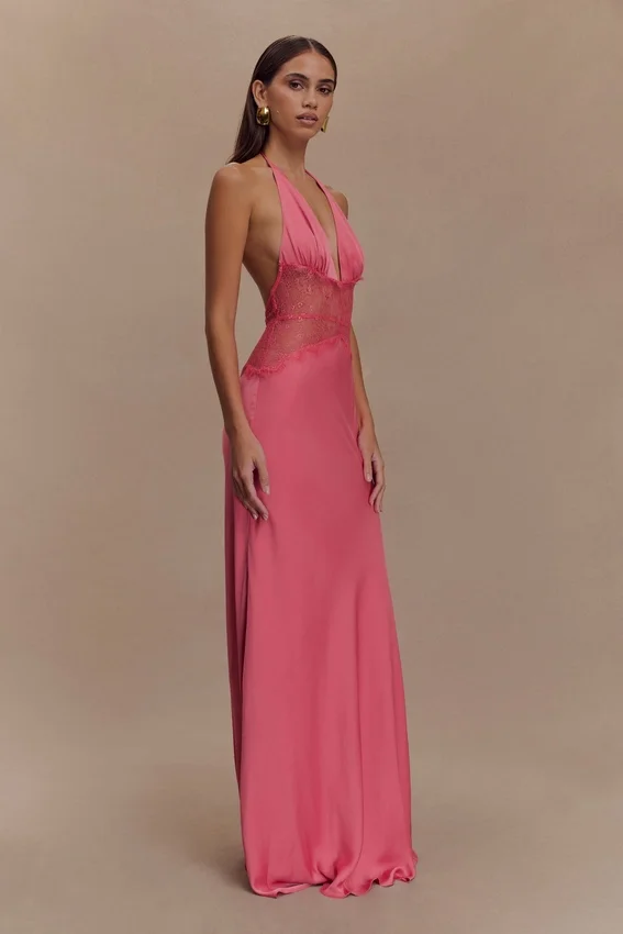 Dinah Lace And Satin Maxi Dress – Blush Rose Dinah Lace And Satin Maxi Dress – Blush Rose