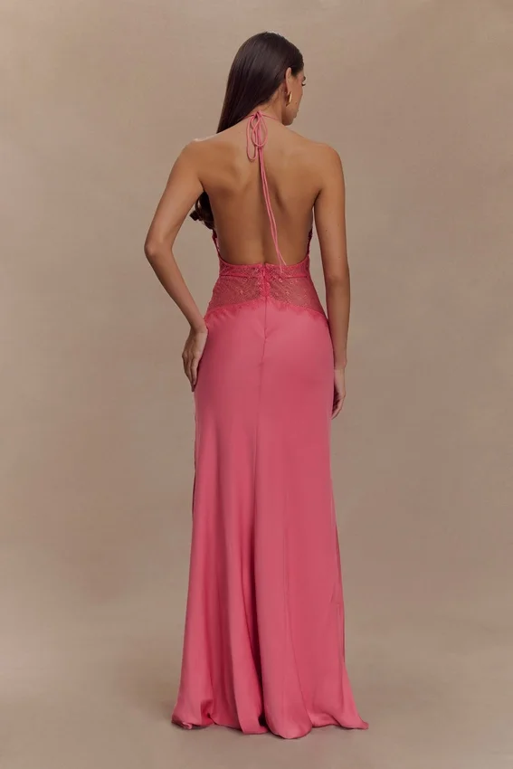 Dinah Lace And Satin Maxi Dress – Blush Rose Dinah Lace And Satin Maxi Dress – Blush Rose