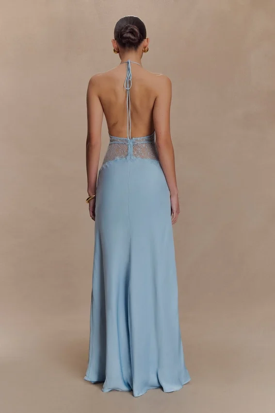 Dinah Lace And Satin Maxi Dress – Cornflower Blue Dinah Lace And Satin Maxi Dress – Cornflower Blue