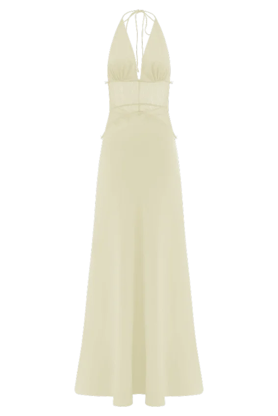 Dinah Lace And Satin Maxi Dress – Lemon Dinah Lace And Satin Maxi Dress – Lemon
