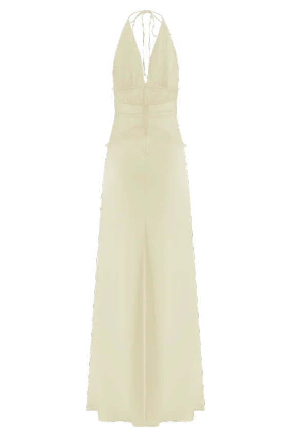 Dinah Lace And Satin Maxi Dress – Lemon Dinah Lace And Satin Maxi Dress – Lemon