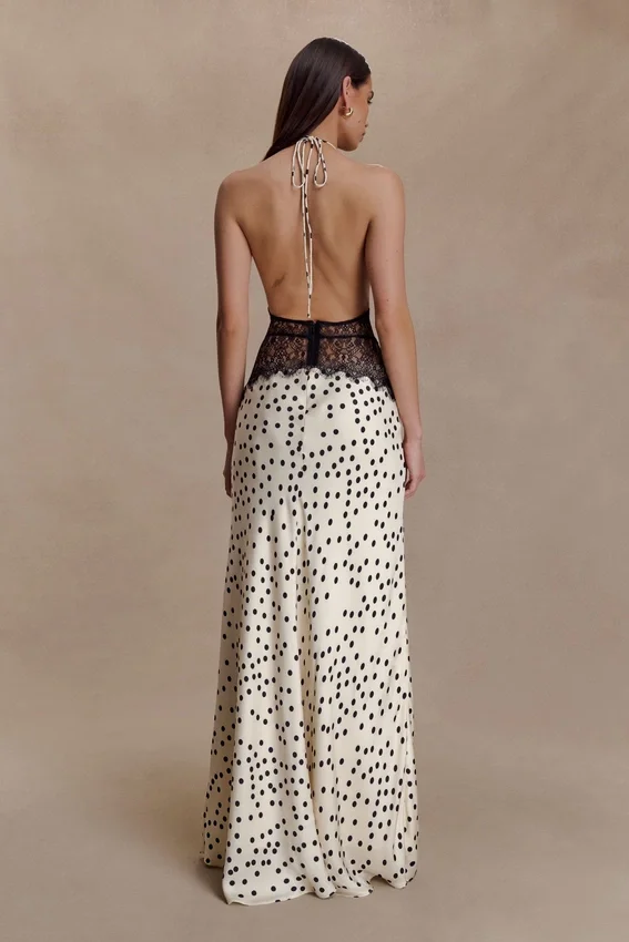 Dinah Lace And Satin Maxi Dress – Polkadot Dinah Lace And Satin Maxi Dress – Polkadot