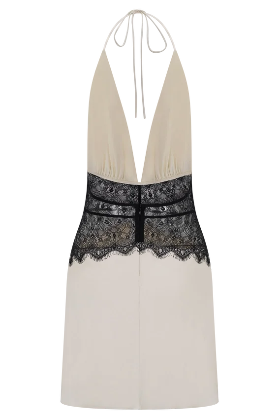 Dinah Lace And Satin Mini Dress – Black/Ivory Dinah Lace And Satin Mini Dress – Black/Ivory