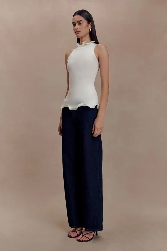 Diya Ribbed Sleeveless Top With Wire Hem – Ivory Diya Ribbed Sleeveless Top With Wire Hem – Ivory