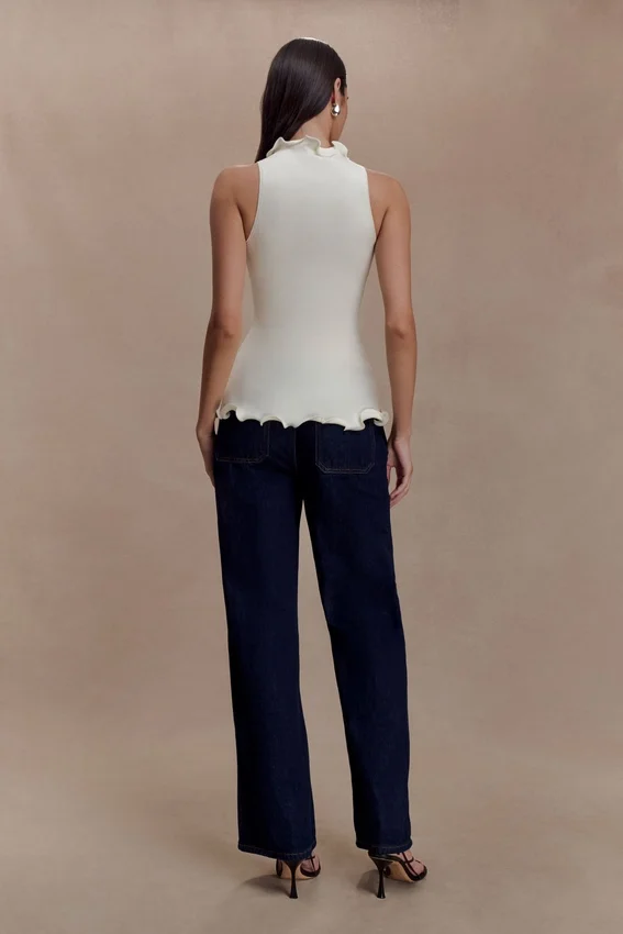 Diya Ribbed Sleeveless Top With Wire Hem – Ivory Diya Ribbed Sleeveless Top With Wire Hem – Ivory