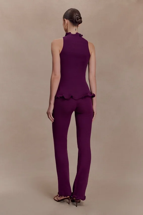Diya Ribbed Sleeveless Top With Wire Hem – Plum Diya Ribbed Sleeveless Top With Wire Hem – Plum