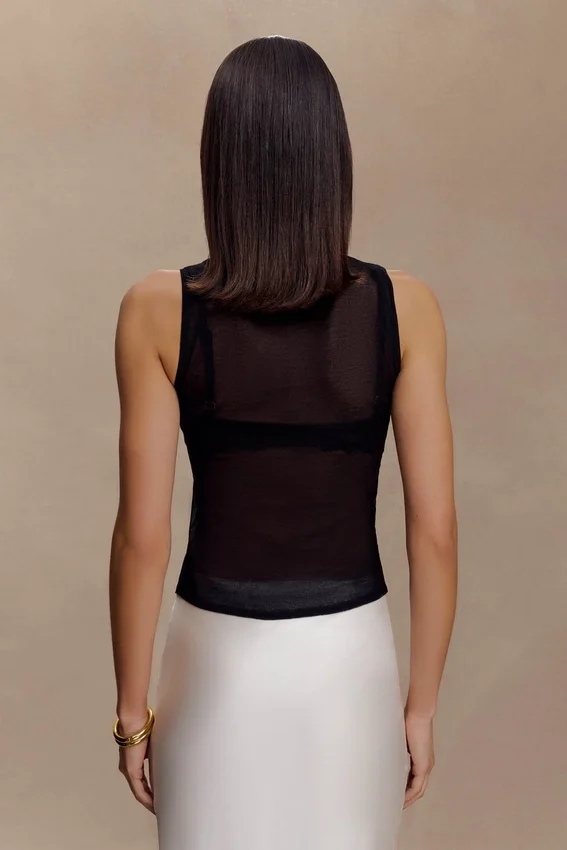 Dollie Sheer Knit Tank Top – Black Dollie Sheer Knit Tank Top – Black