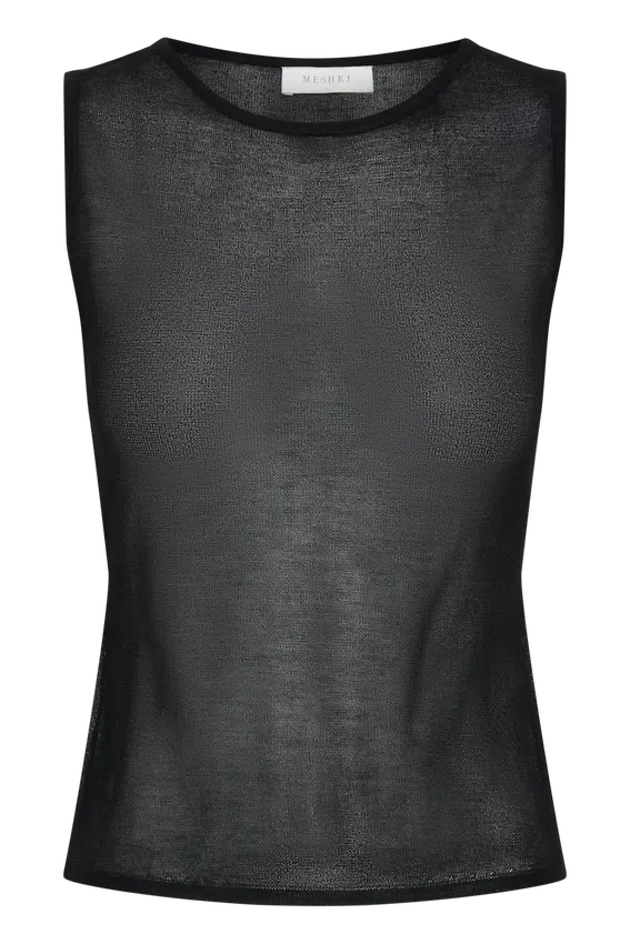 Dollie Sheer Knit Tank Top – Black Dollie Sheer Knit Tank Top – Black