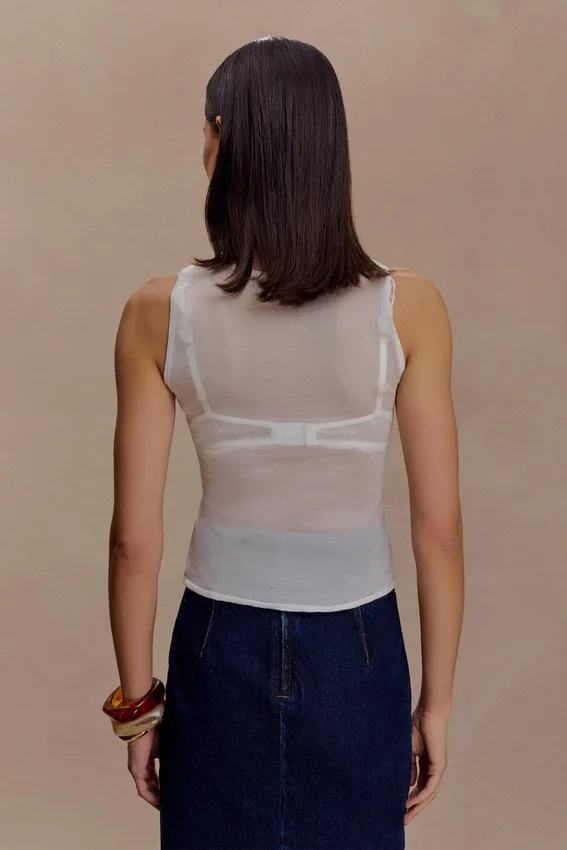 Dollie Sheer Knit Tank Top – Ivory Dollie Sheer Knit Tank Top – Ivory