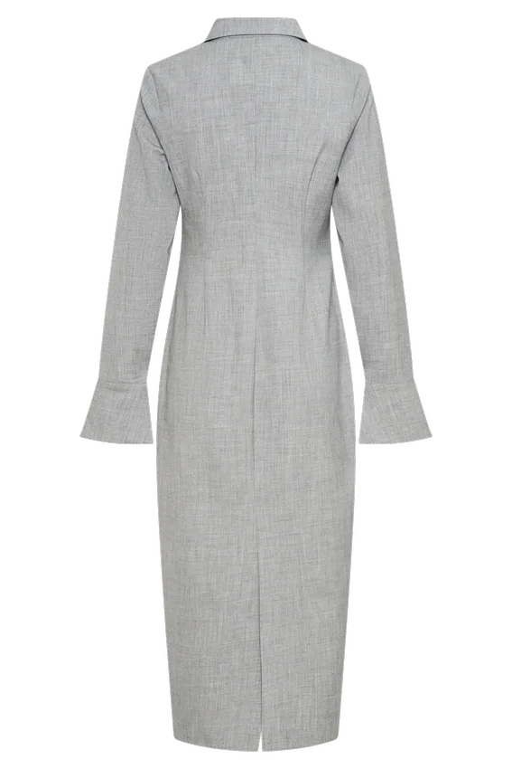 Dorian Fitted Shirt Midi Dress – Charcoal Marle Dorian Fitted Shirt Midi Dress – Charcoal Marle