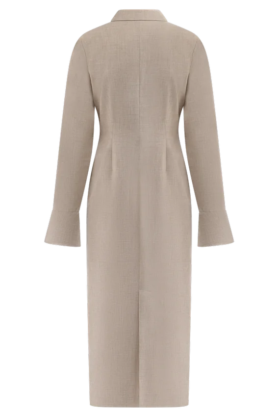 Dorian Fitted Shirt Midi Dress – Wheat Marle Dorian Fitted Shirt Midi Dress – Wheat Marle