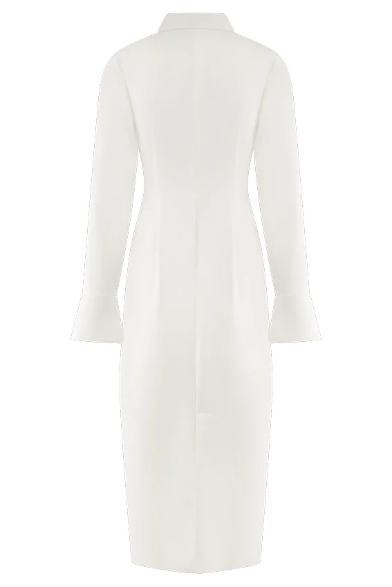 Dorian Fitted Shirt Midi Dress – White Dorian Fitted Shirt Midi Dress – White