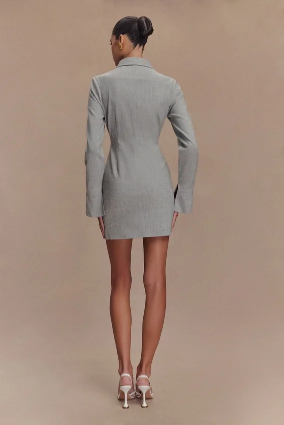 Dorian Fitted Shirt Mini Dress – Charcoal Marle Dorian Fitted Shirt Mini Dress – Charcoal Marle