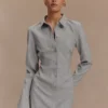 Dorian Fitted Shirt Mini Dress – Charcoal Marle Dorian Fitted Shirt Mini Dress – Charcoal Marle