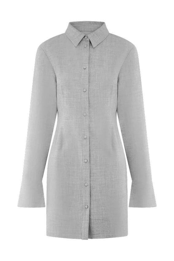 Dorian Fitted Shirt Mini Dress – Charcoal Marle Dorian Fitted Shirt Mini Dress – Charcoal Marle