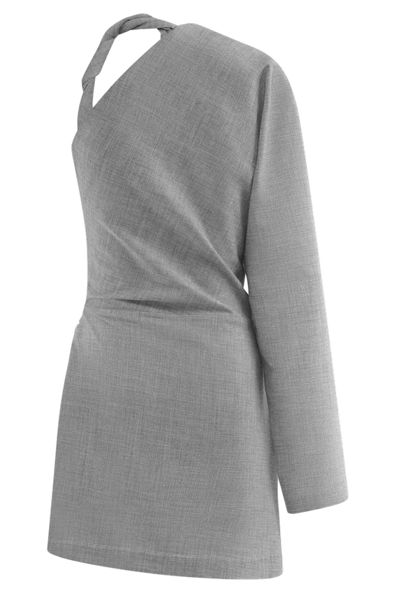 Dorian Twist Shoulder Mini Dress – Charcoal Marle Dorian Twist Shoulder Mini Dress – Charcoal Marle