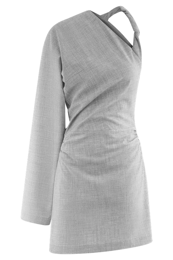 Dorian Twist Shoulder Mini Dress – Charcoal Marle Dorian Twist Shoulder Mini Dress – Charcoal Marle
