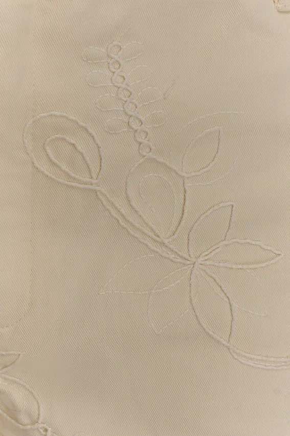 Ebony Embroidered Denim Corset – Cream Ebony Embroidered Denim Corset – Cream