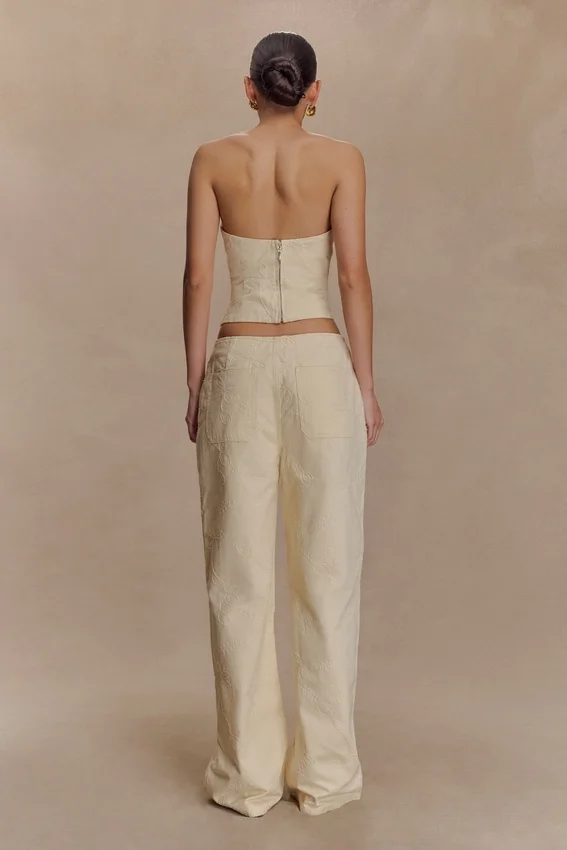 Ebony Embroidered Denim Jeans – Cream Ebony Embroidered Denim Jeans – Cream