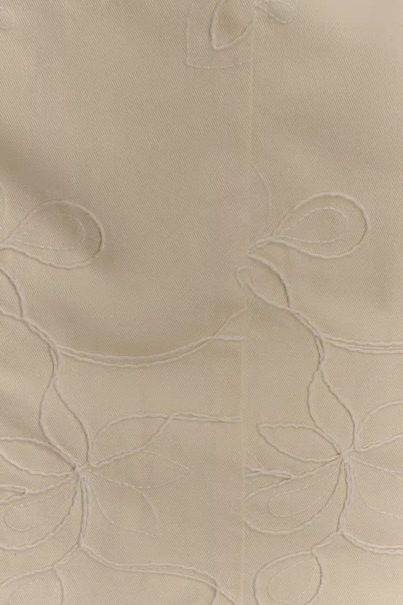 Ebony Embroidered Denim Mini Dress – Cream Ebony Embroidered Denim Mini Dress – Cream