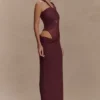 Edwina Knotted Mesh Maxi Dress – Mahogany Edwina Knotted Mesh Maxi Dress – Mahogany