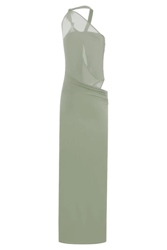 Edwina Knotted Mesh Maxi Dress – Sage Edwina Knotted Mesh Maxi Dress – Sage