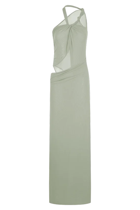Edwina Knotted Mesh Maxi Dress – Sage Edwina Knotted Mesh Maxi Dress – Sage