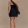 Effie Organza One Sleeve Mini Dress – Black