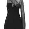 Effie Organza One Sleeve Mini Dress – Black