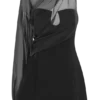 Effie Organza One Sleeve Mini Dress – Black
