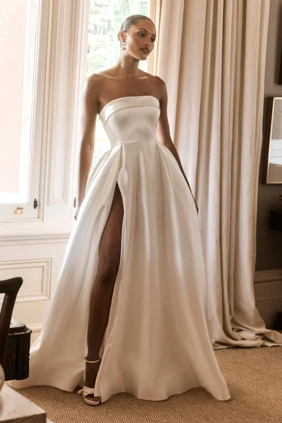 Eileen Strapless Wedding Gown – White Eileen Strapless Wedding Gown – White
