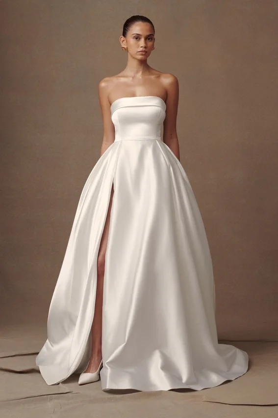 Eileen Strapless Wedding Gown – White Eileen Strapless Wedding Gown – White
